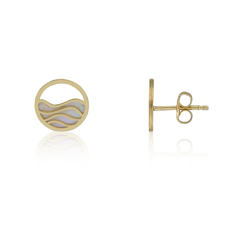 Pendientes ondas nácar oro 18 quilates