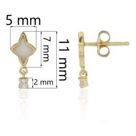 Pendientes estrella con nácar oro 18 quilates