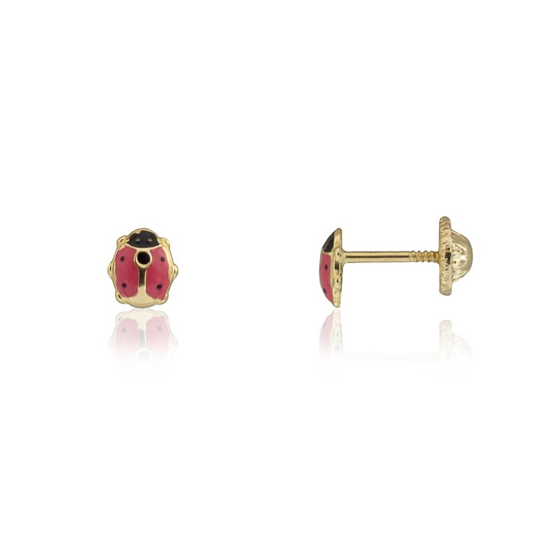 Pendientes mariquita oro 18 quilates
