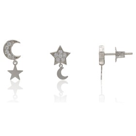 Pendientes luna y estrella plata de ley