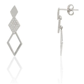 Pendientes rombo triple plata de ley