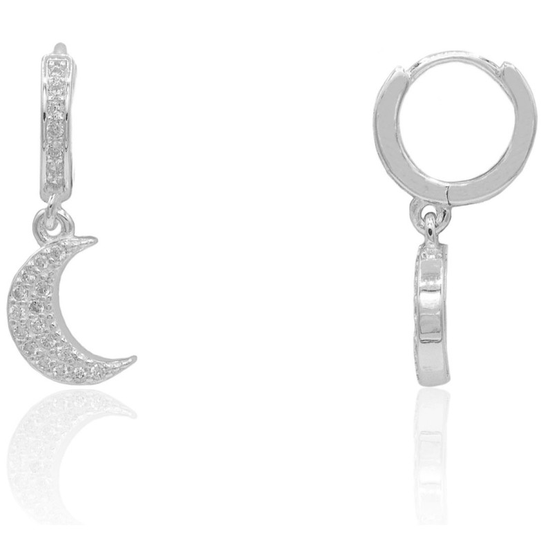 Pendientes aro y luna plata de ley
