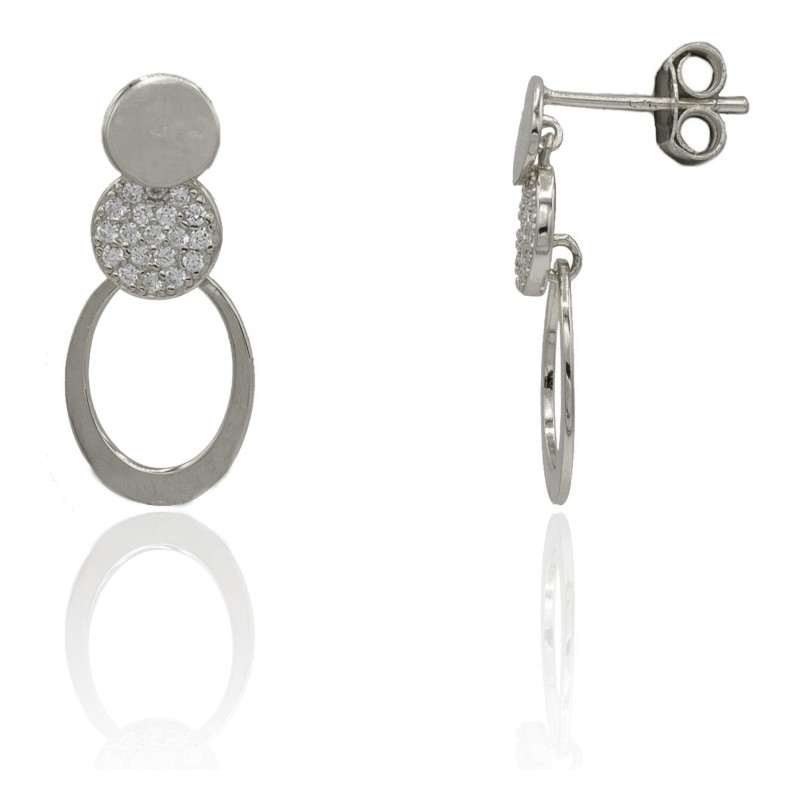 Pendientes triple plata de ley