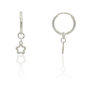 Pendientes de aro con flor plata de ley