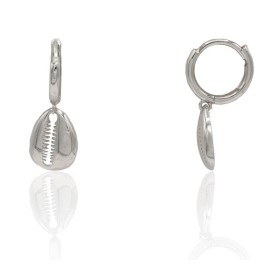 Pendientes de aro con concha plata de ley