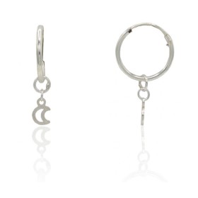 Pendientes de aro con luna plata de ley
