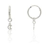 Pendientes de aro con luna plata de ley