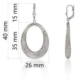 Pendientes largos oval calados plata de ley