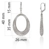 Pendientes largos oval calados plata de ley