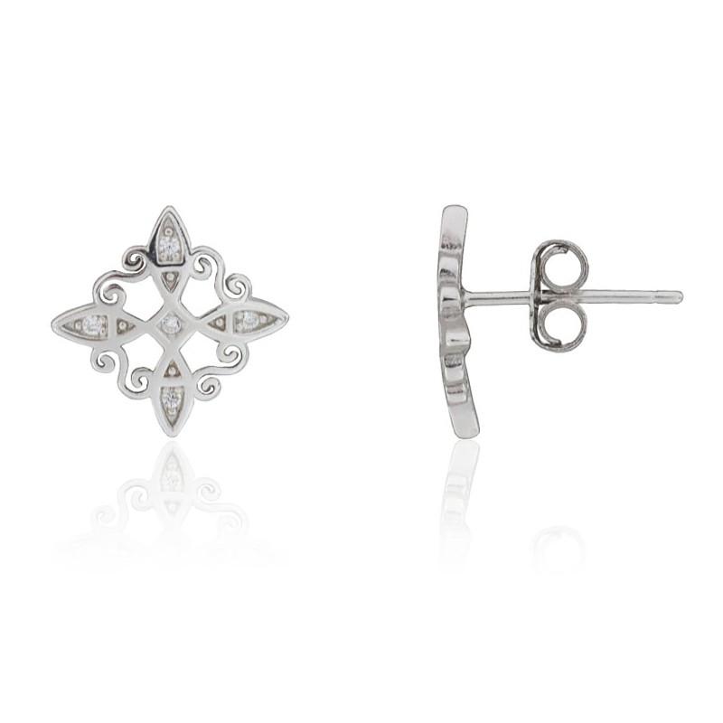 Pendientes nudo de brujas con piedras plata de ley