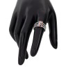 Anillo triple con circonitas y barretas multicolor plata de ley