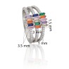 Anillo triple con circonitas y barretas multicolor plata de ley