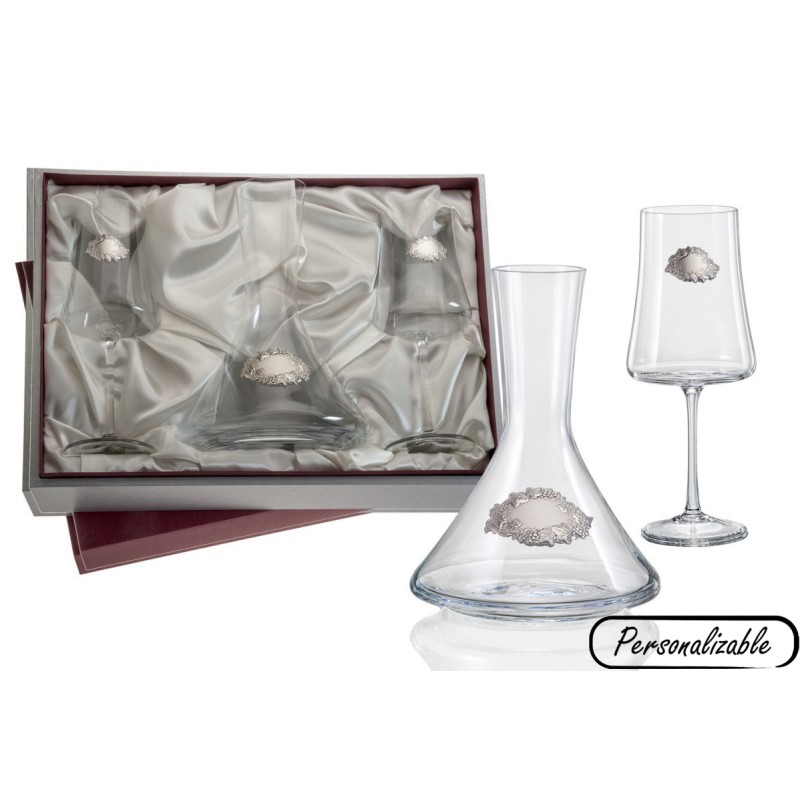 Set copas y decantador de cristal de Bohemia