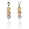 Pendientes largos 3 bolas tricolor plata de ley