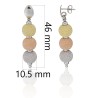 Pendientes largos 3 bolas tricolor plata de ley