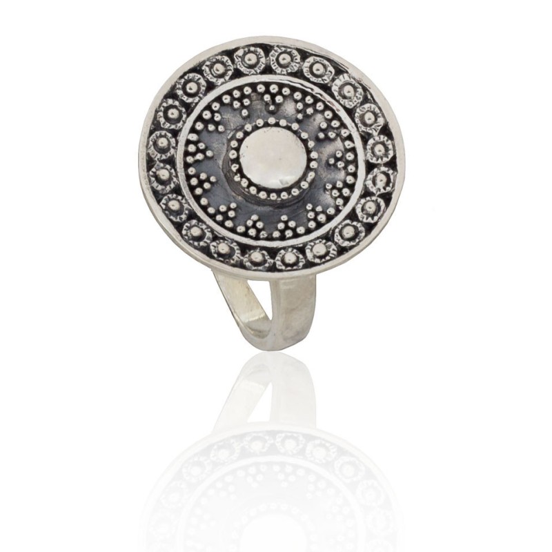 Anillo sol tribal plata de ley