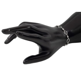 Pulsera con aritos y chatones plata de ley