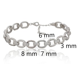 Pulsera eslabón y tramo con circonitas de plata de ley