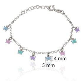 pulsera infantil con mariposas plata de ley