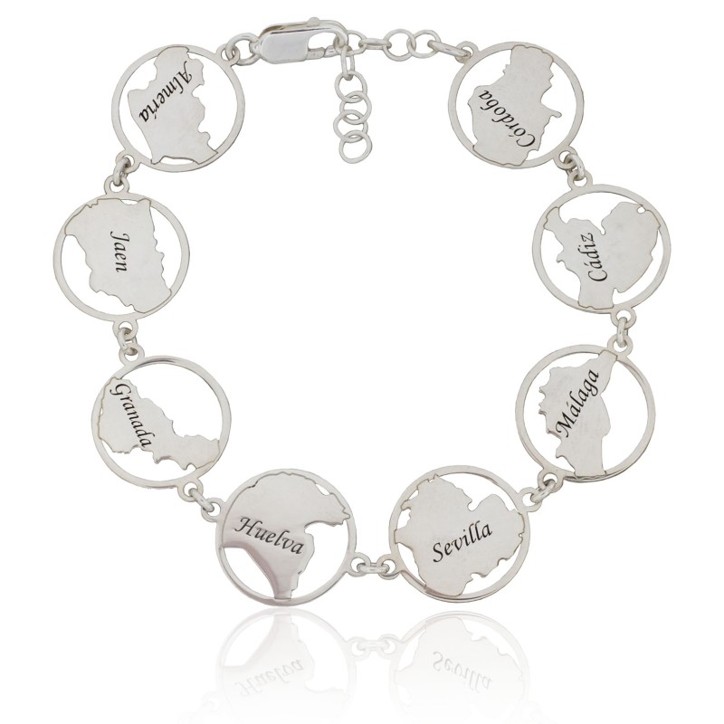 Pulsera provincias de Andalucía Plata de ley