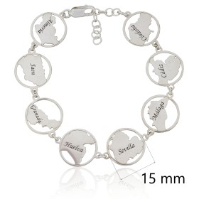Pulsera provincias de Andalucía Plata de ley