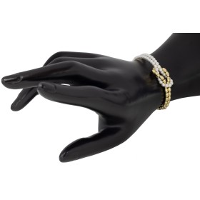 Pulsera doble perlas y bolas plata de ley