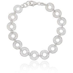 Pulsera de Eslabones Calados en Plata de Ley