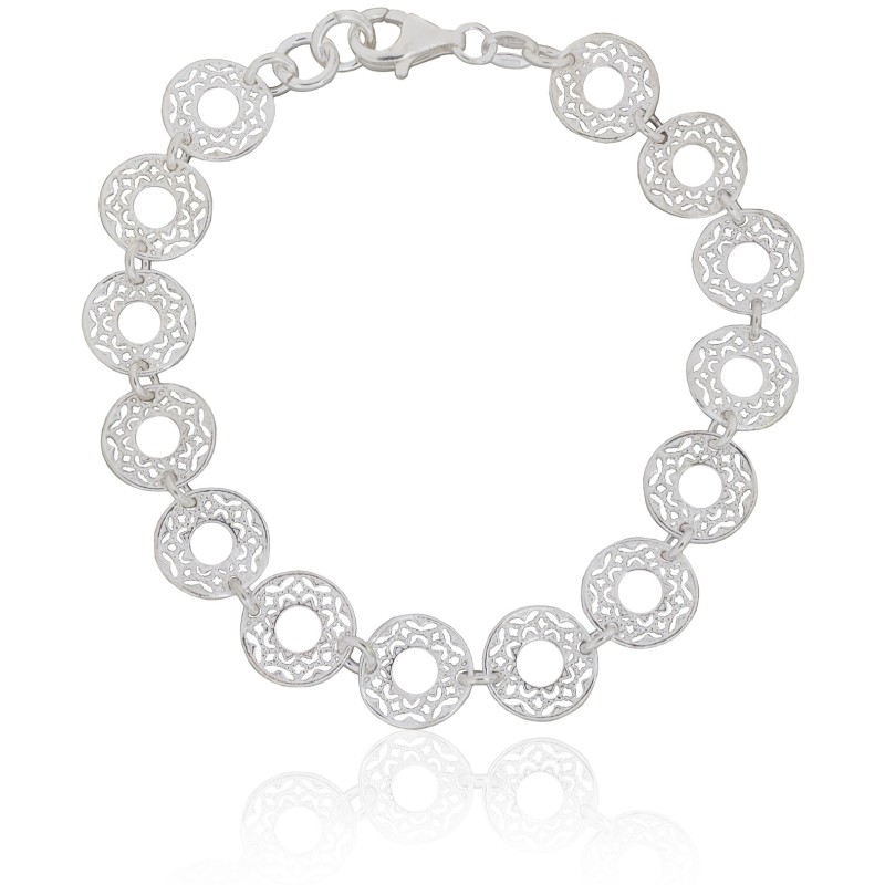 Pulsera de Eslabones Calados en Plata de Ley