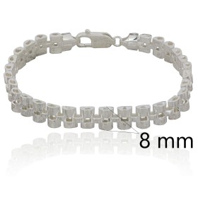 Pulsera eslabones geométricos plata de ley