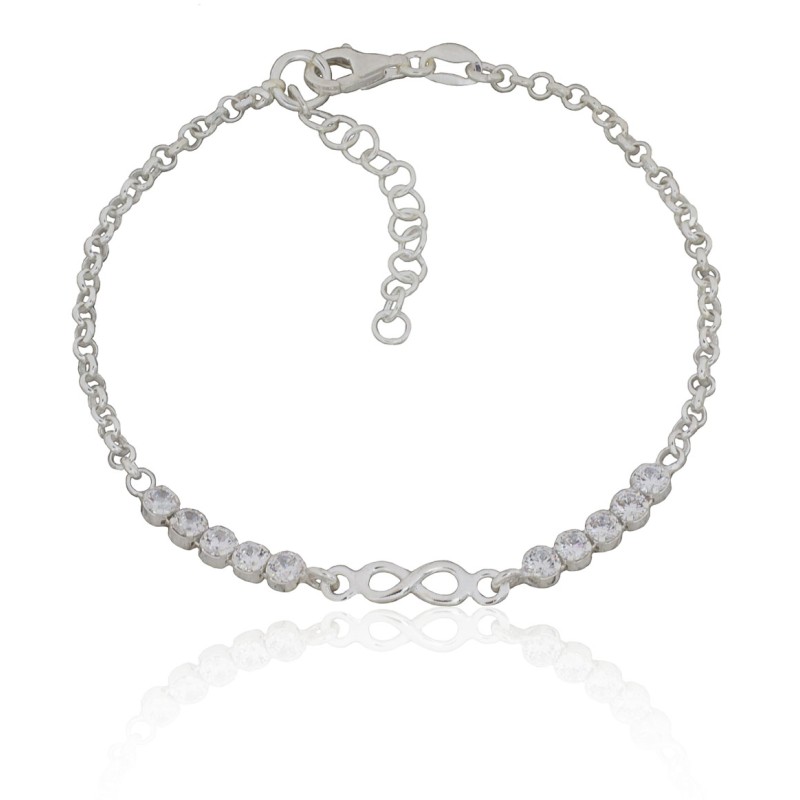 Pulsera infinito con piedras plata de ley