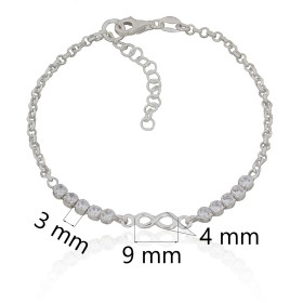 Pulsera infinito con piedras plata de ley