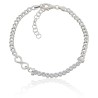 Pulsera infinito con circonitas y cadena barbada  plata de ley