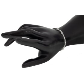 Pulsera infinito con circonitas y cadena barbada  plata de ley