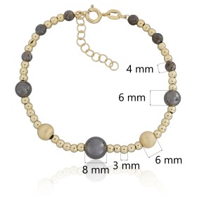 Pulsera de bolas con baño de oro y rutenio plata de ley