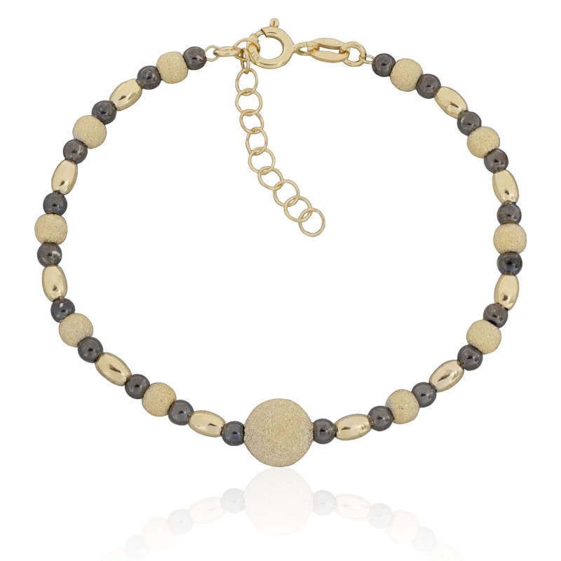 Pulsera de bolas redondas y ovales plata de ley