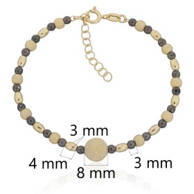 Pulsera de bolas redondas y ovales plata de ley