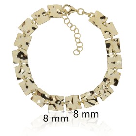 Pulsera de chapitas cuadradas con baño de oro plata de ley
