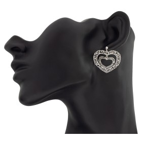 Pendientes de doble corazón en plata de ley