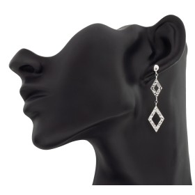 Pendientes de rombo estriado en plata de ley