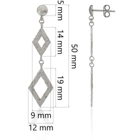 Pendientes de rombo estriado en plata de ley