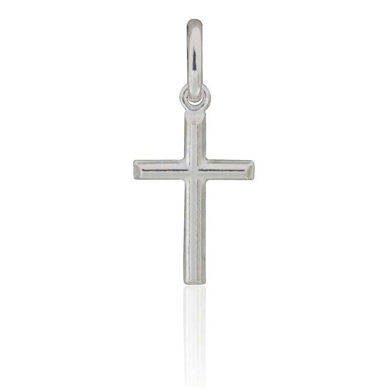 Cruz clásica de tubo en plata de ley