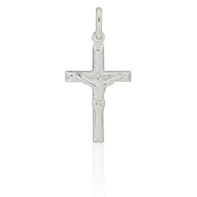 Cruz con Cristo estriada en plata de ley