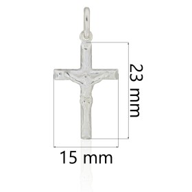 Cruz con Cristo estriada en plata de ley