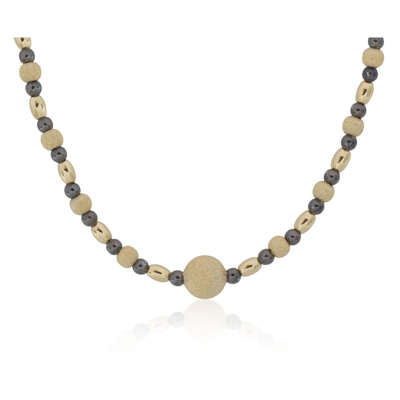 Gargantilla de bolas en oro y rutenio plata de ley