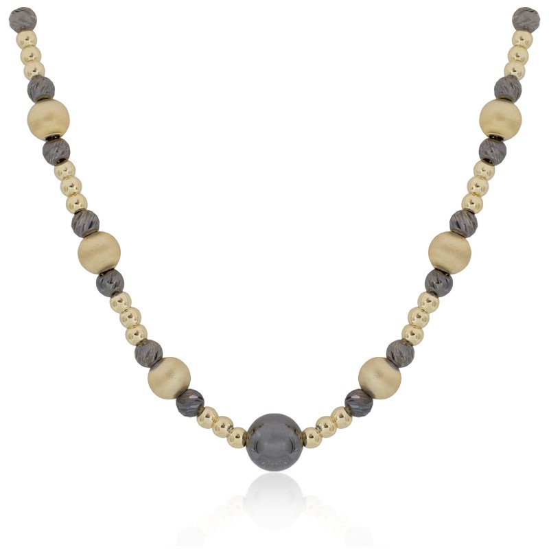 Gargantilla de bolas con baño de oro y rutenio en plata de ley