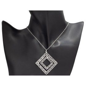 Gargantilla de doble rombo calado en plata de ley