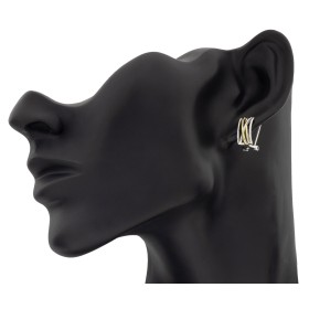 Pendientes de banda bicolor plata de ley