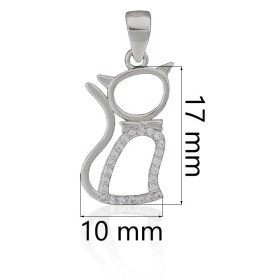Colgante silueta de gato con piedras plata de ley