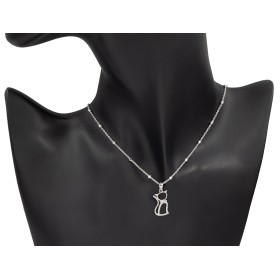Colgante silueta de gato con piedras plata de ley