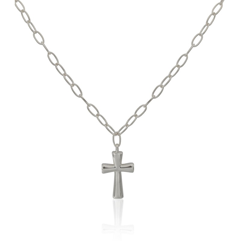 Gargantilla con cruz lisa en plata de ley